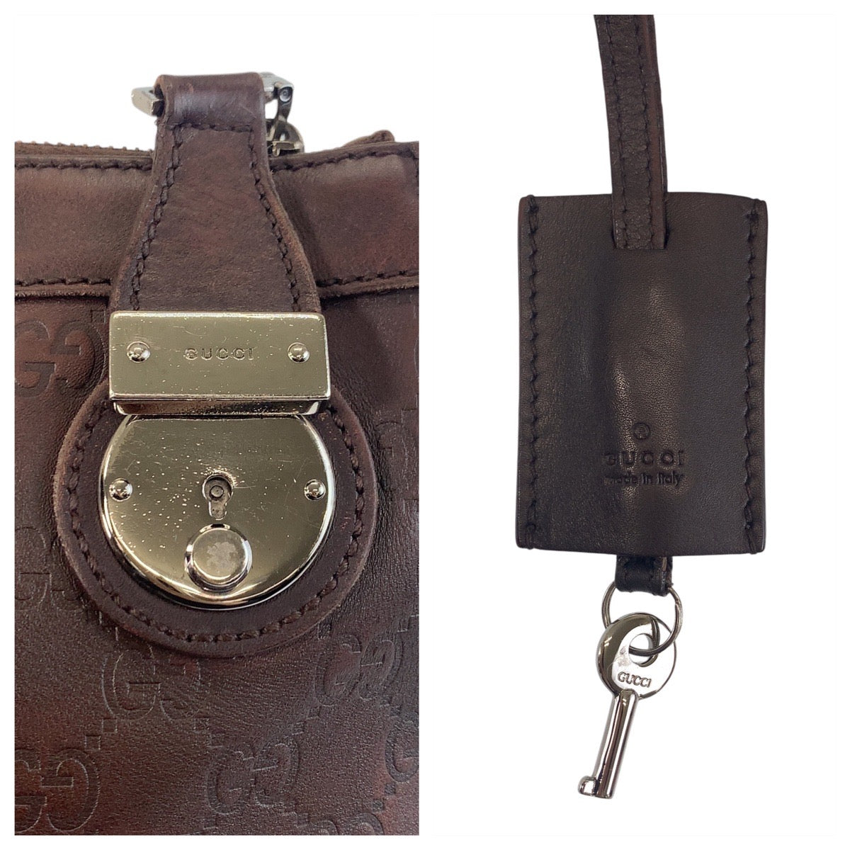 GUCCI Shoulder Bag 148476 leather Brown Silver Metal Shoulder Bag Messenger bag Guccisima Women Used