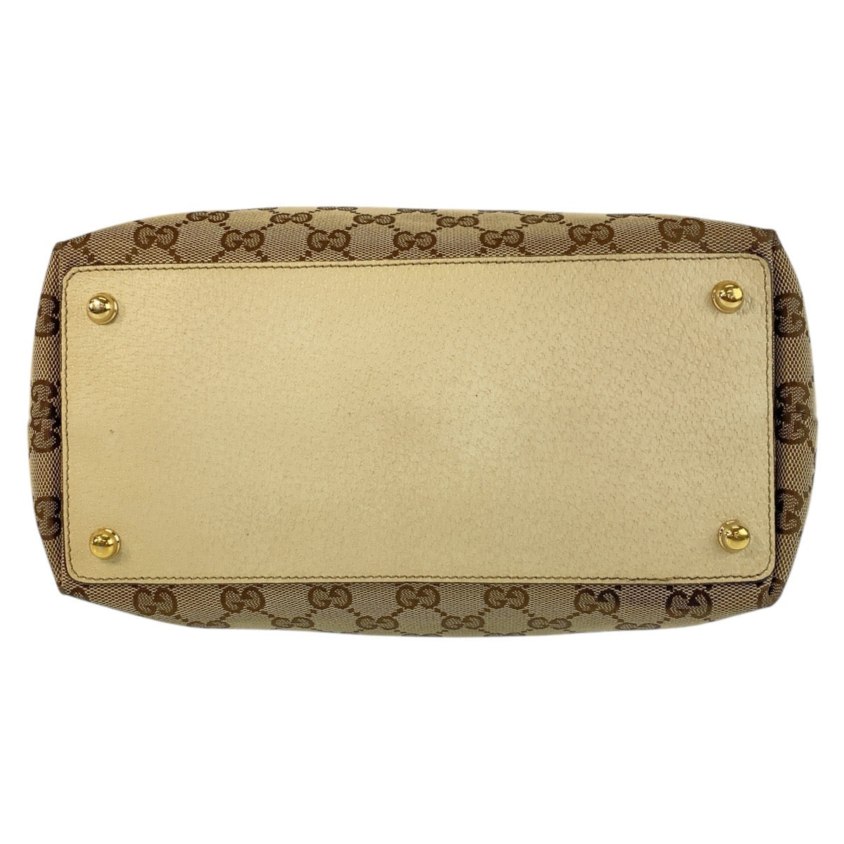 GUCCI Tote Bag 120835 GG canvas, leather Beige White Gold Metal Tote Bag Shoulder Bag Women Used