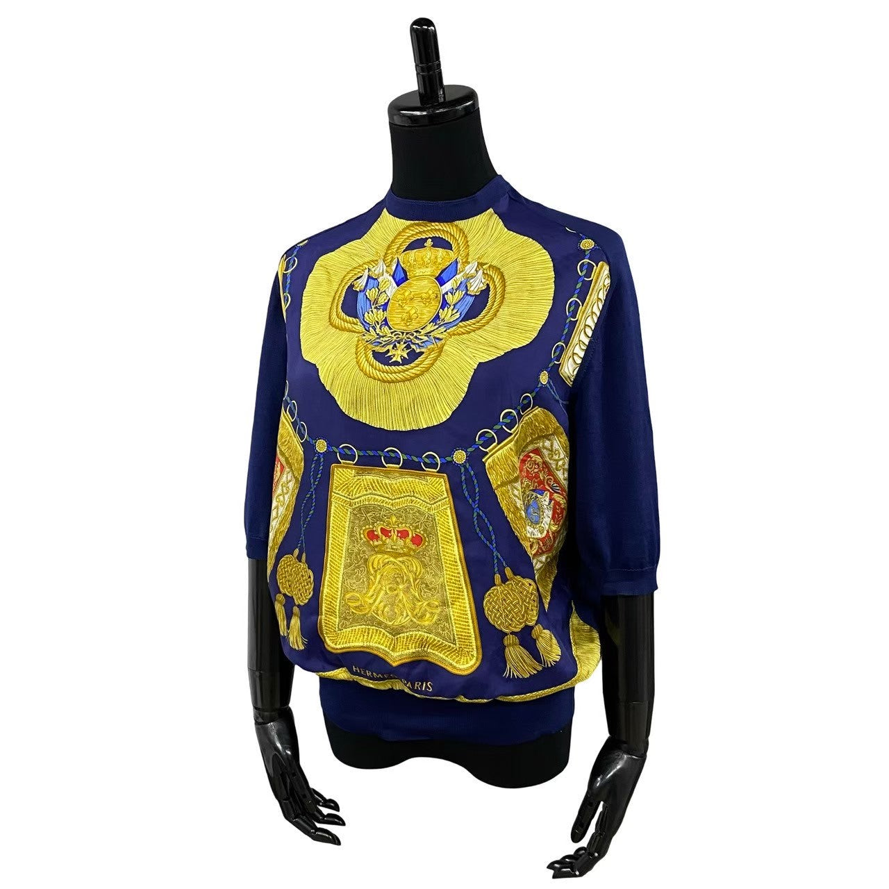 HERMES knit silk Navy L