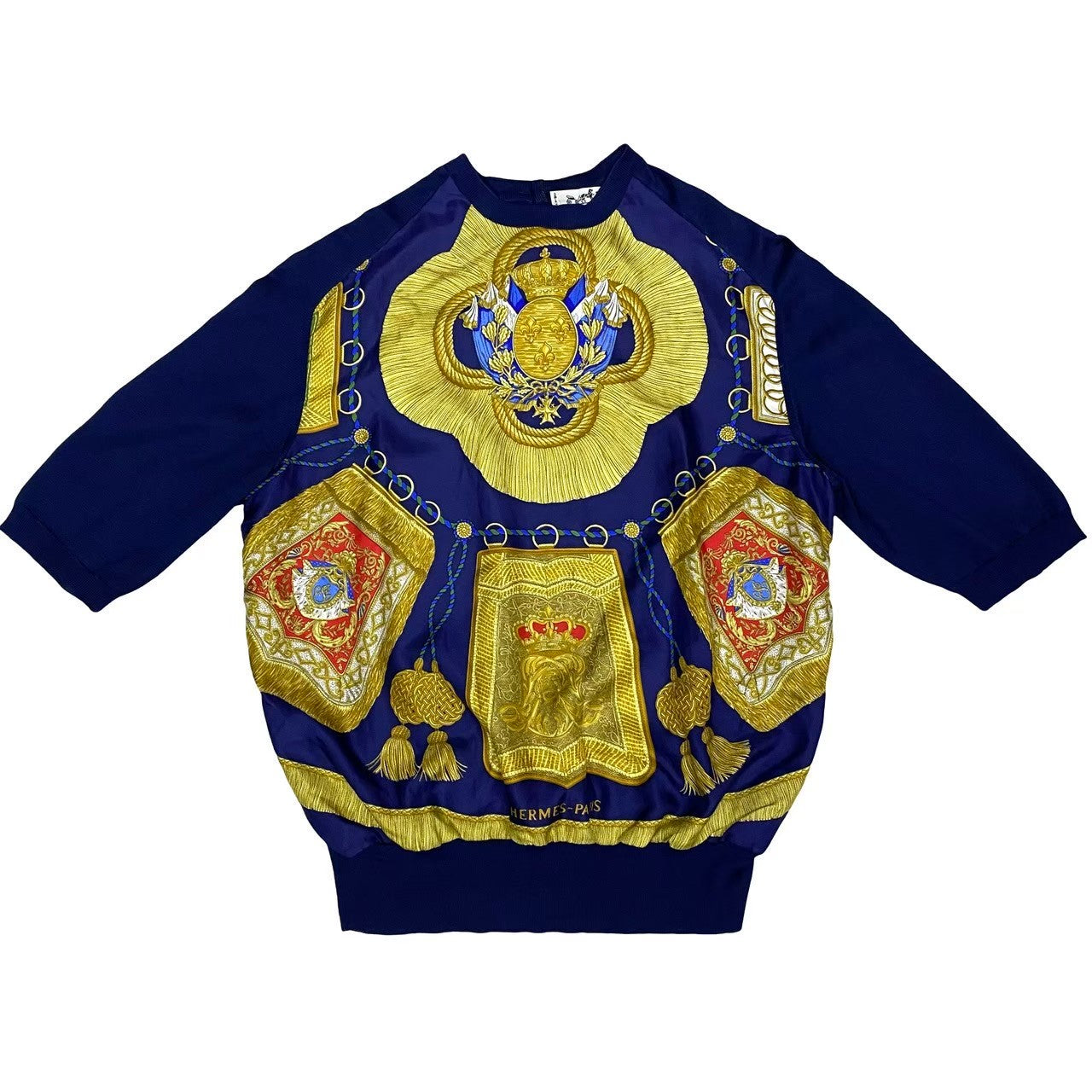 HERMES knit silk Navy L