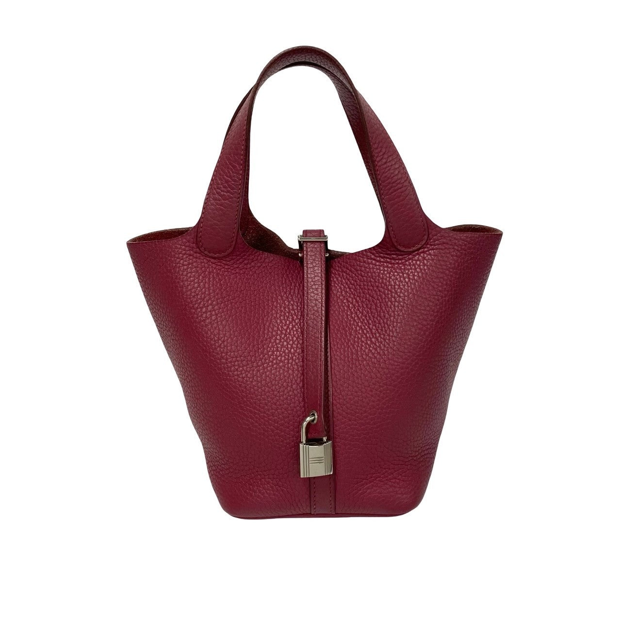 HERMES Handbag Taurillon Clemence Red Picotan Lock PM