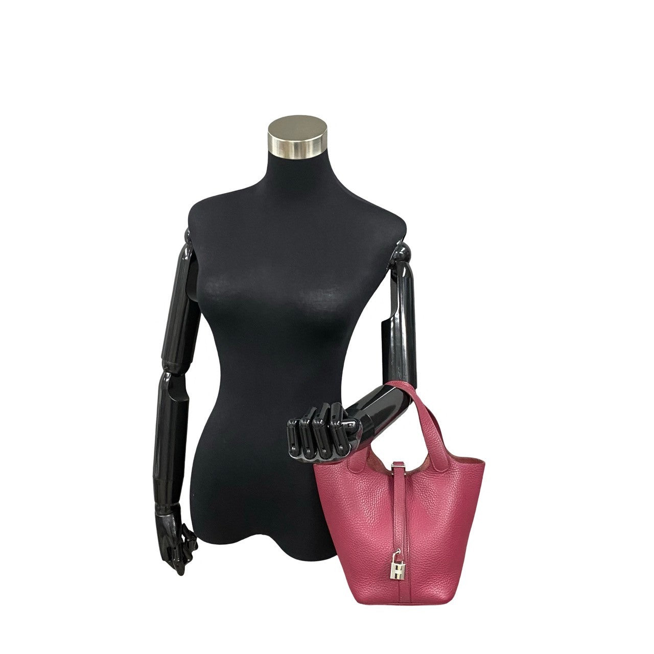 HERMES Handbag Taurillon Clemence Red Picotan Lock PM