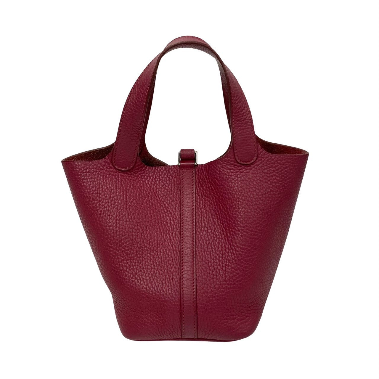 HERMES Handbag Taurillon Clemence Red Picotan Lock PM