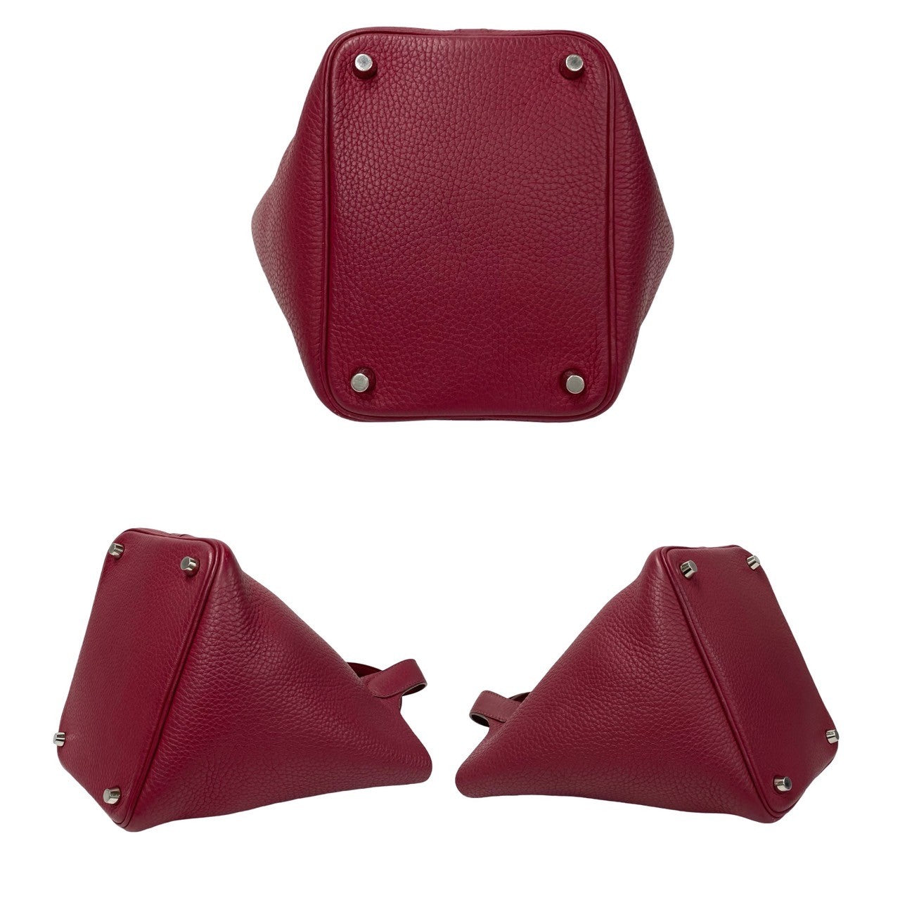 HERMES Handbag Taurillon Clemence Red Picotan Lock PM