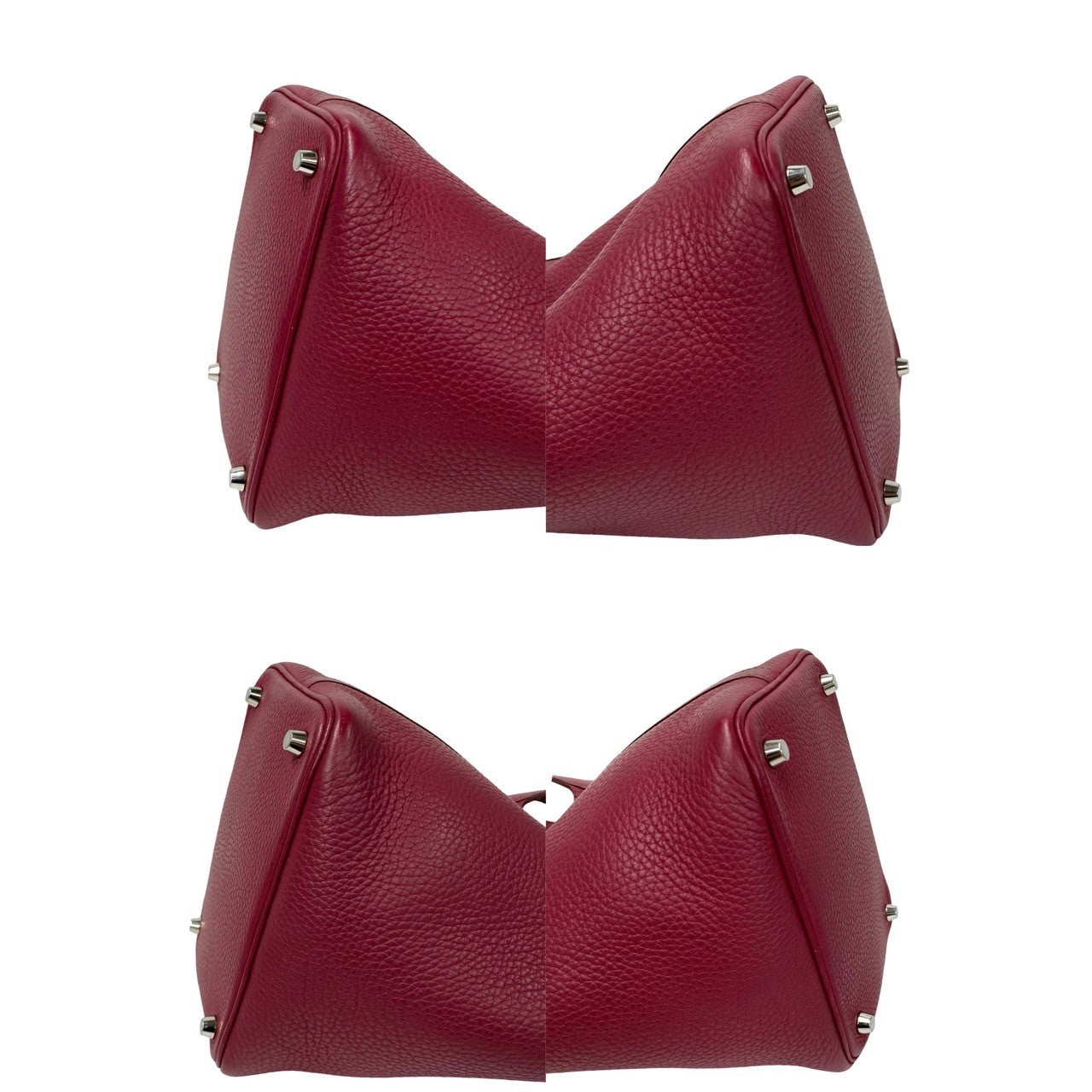HERMES Handbag Taurillon Clemence Red Picotan Lock PM