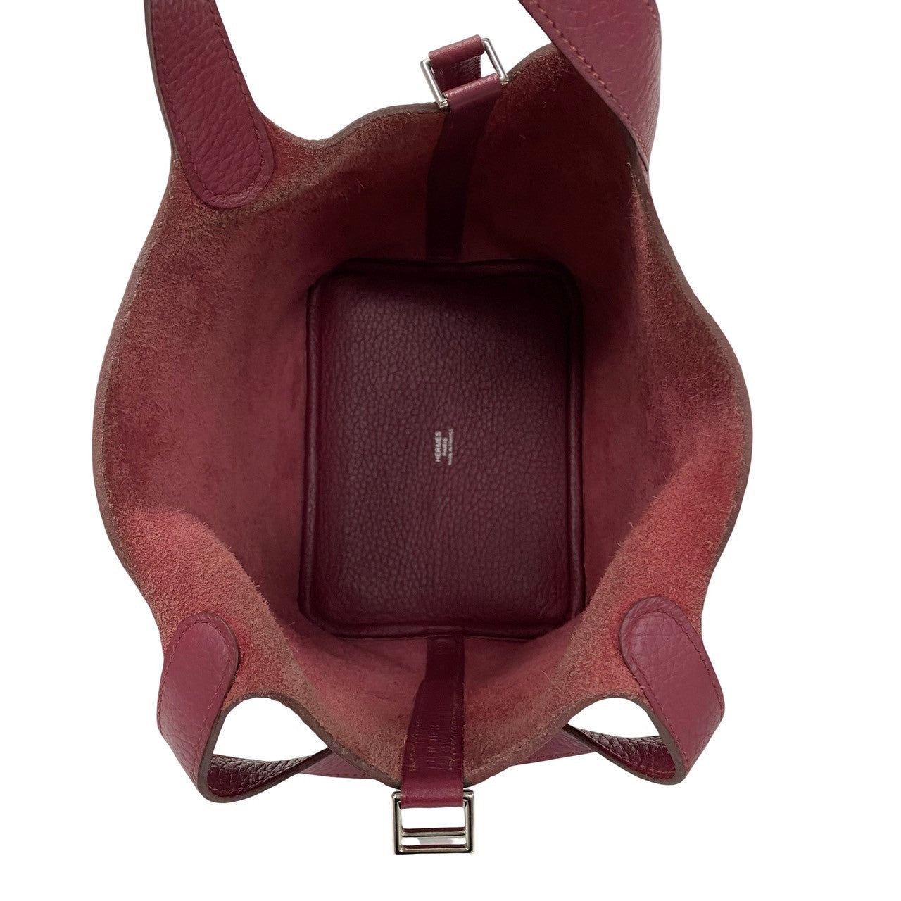 HERMES Handbag Taurillon Clemence Red Picotan Lock PM
