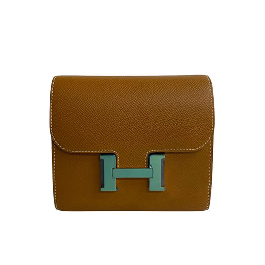 HERMES Bifold Wallet Epsom Brown Constance Compact