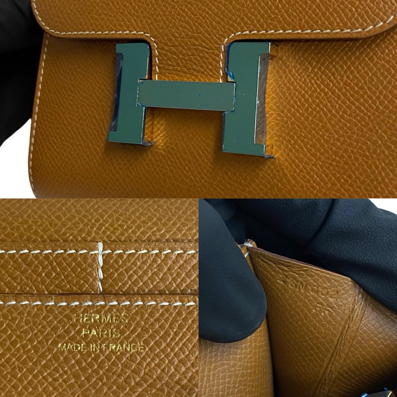 HERMES Bifold Wallet Epsom Brown Constance Compact