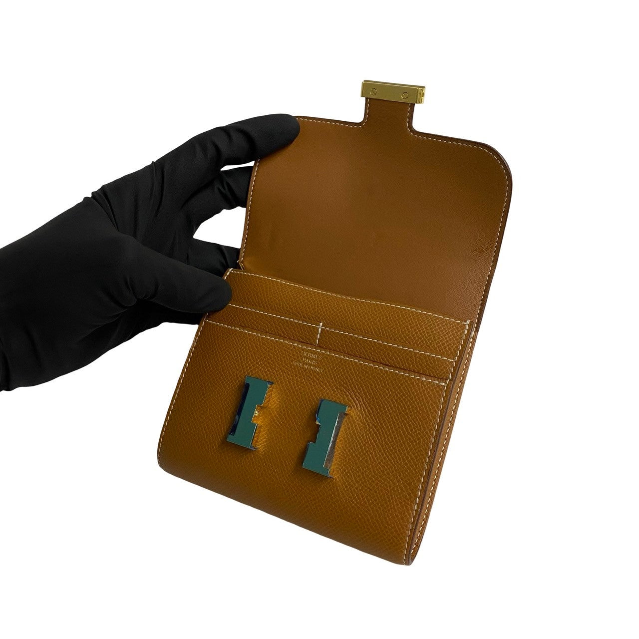 HERMES Bifold Wallet Epsom Brown Constance Compact