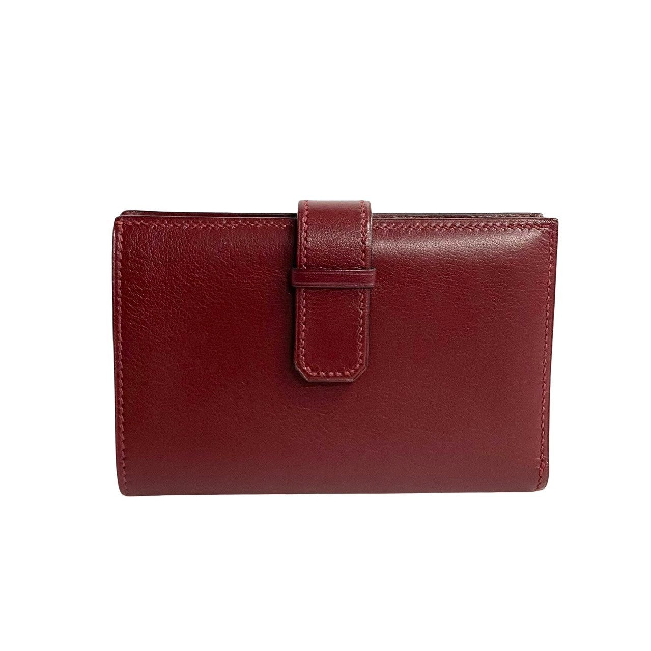 HERMES Bifold Wallet leather wine-red Jura
