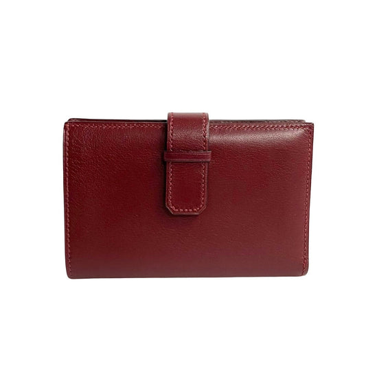 HERMES Bifold Wallet leather wine-red Jura