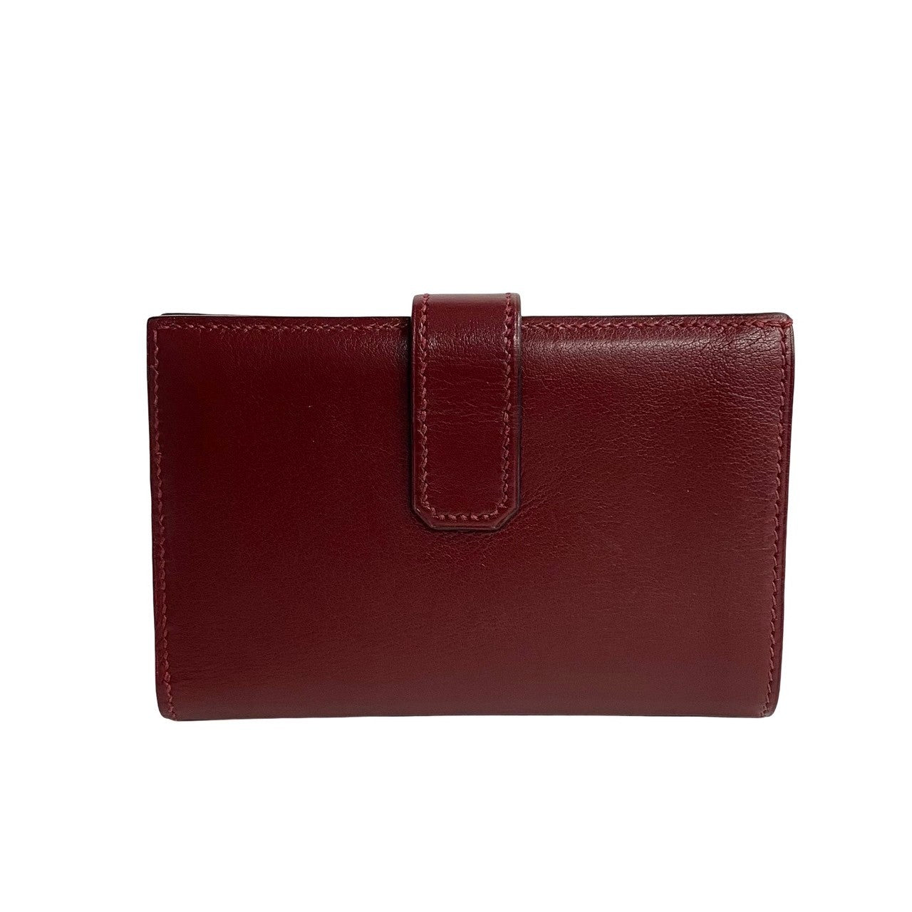HERMES Bifold Wallet leather wine-red Jura