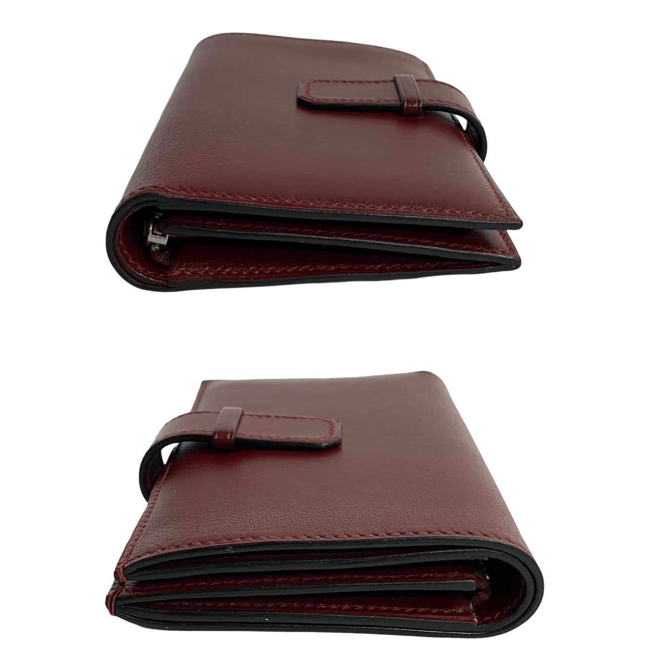 HERMES Bifold Wallet leather wine-red Jura