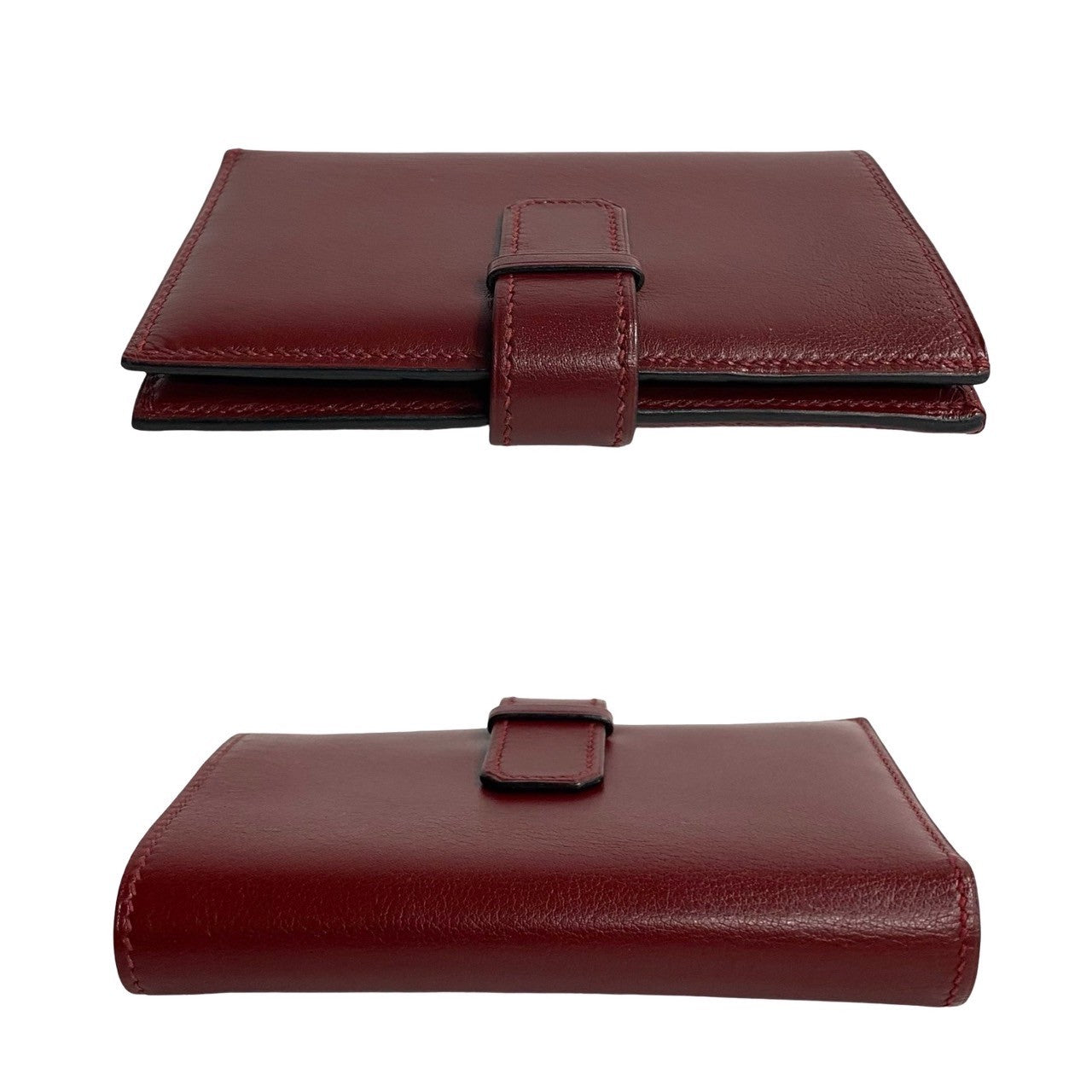 HERMES Bifold Wallet leather wine-red Jura