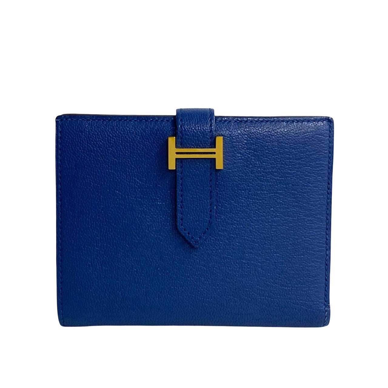 HERMES Bifold Wallet Shave blue Bean compact