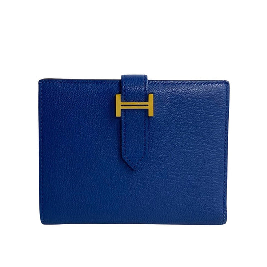 HERMES Bifold Wallet Shave blue Bean compact
