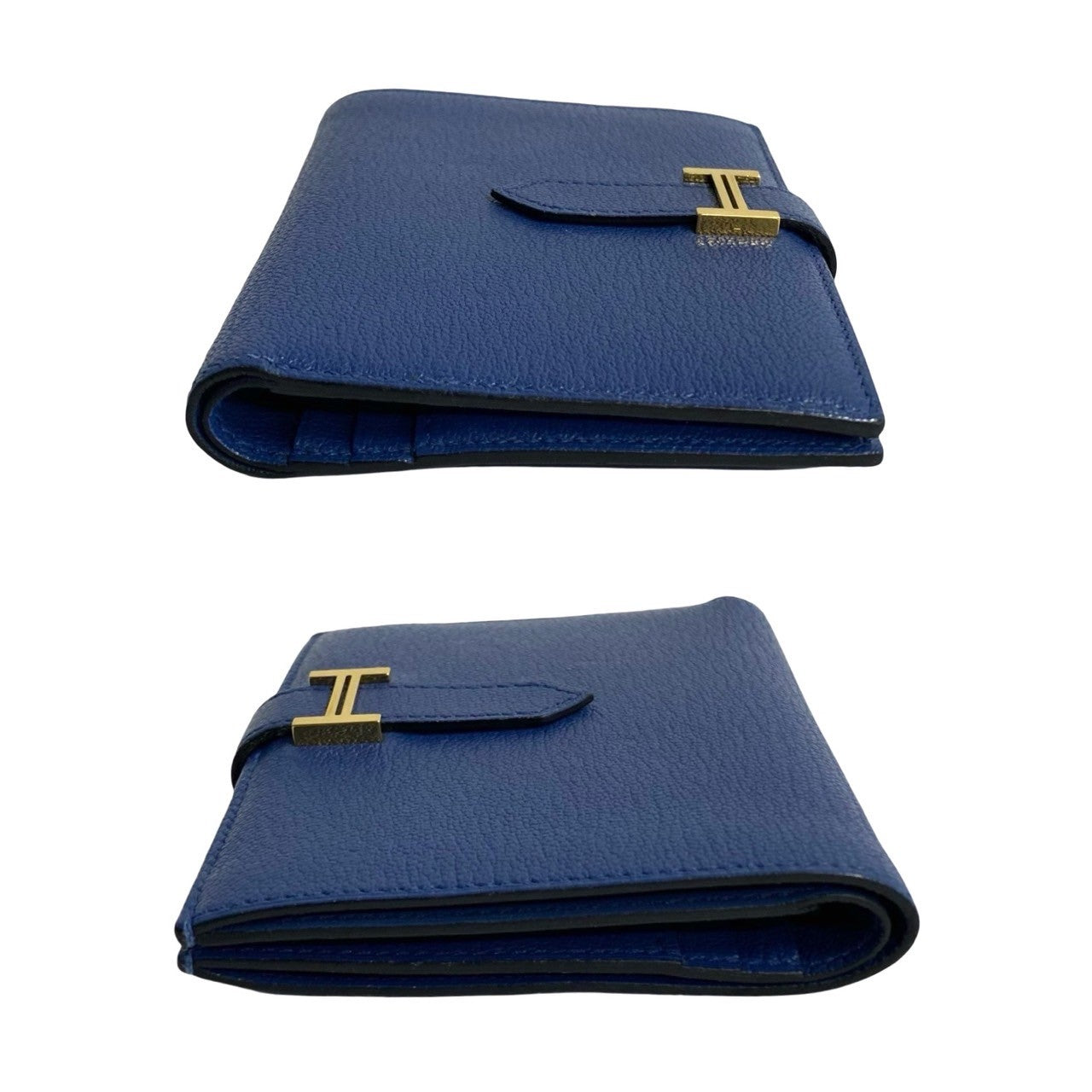 HERMES Bifold Wallet Shave blue Bean compact