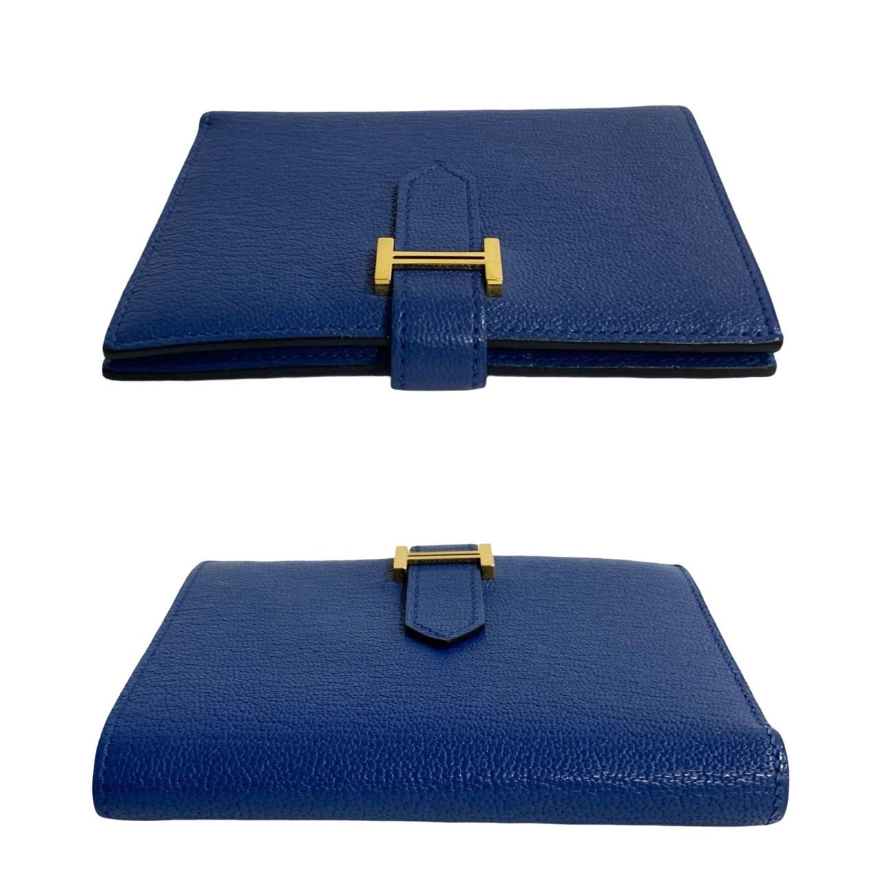 HERMES Bifold Wallet Shave blue Bean compact