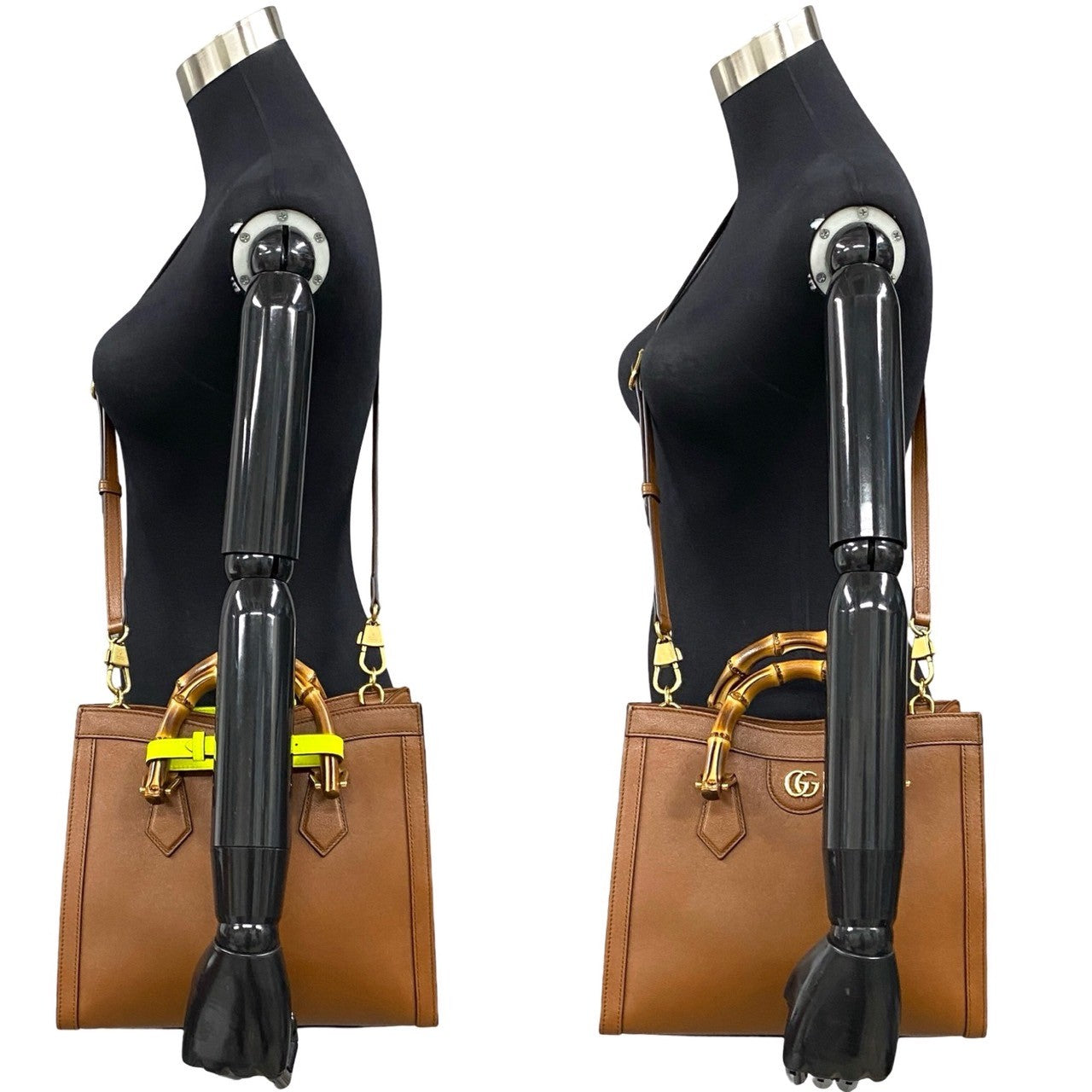 GUCCI Shoulder Bag leather Brown Bamboo Diana
