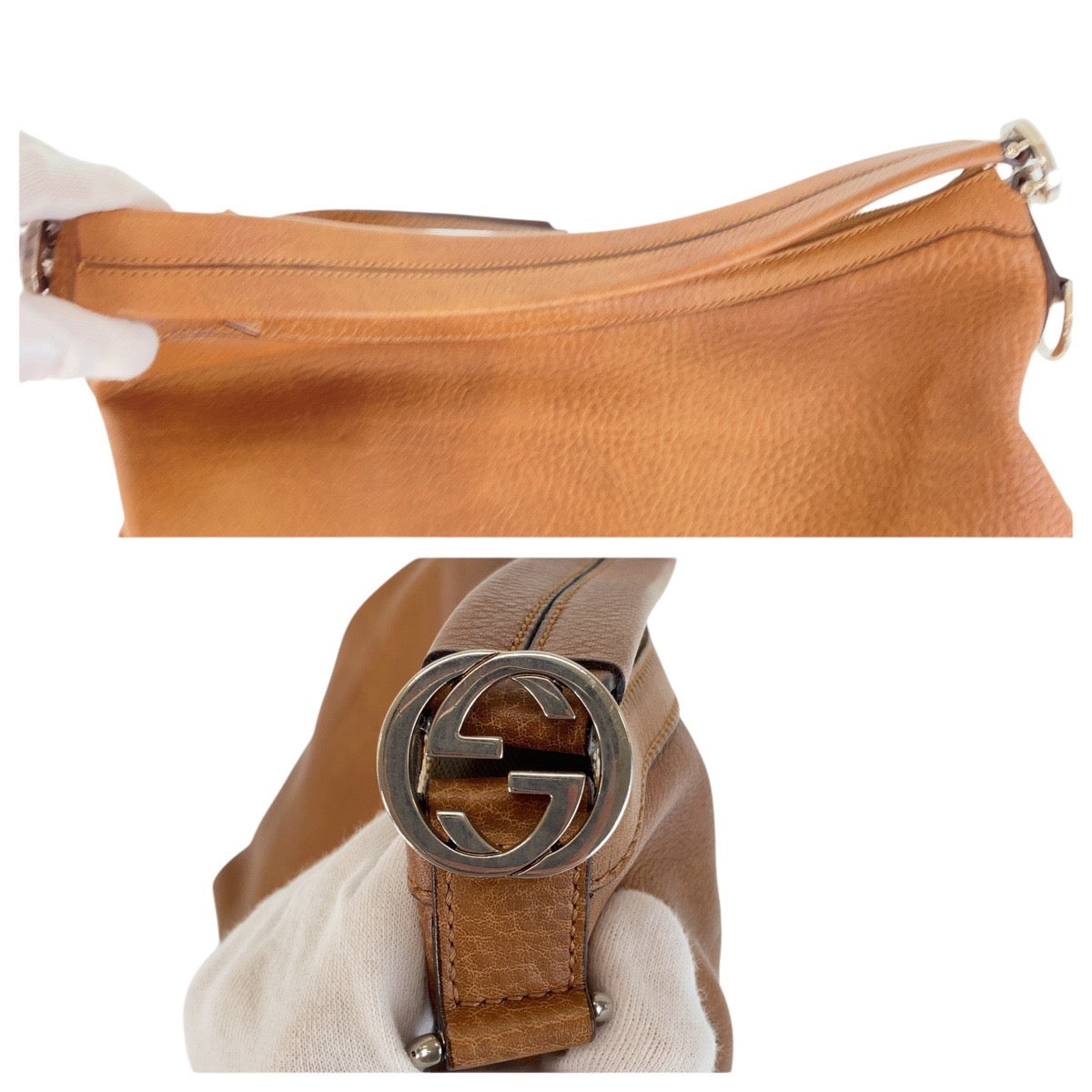 GUCCI Shoulder Bag 326514 leather Brown Silver Metal Shoulder Bag Pochette 2way Interlocking Women Used