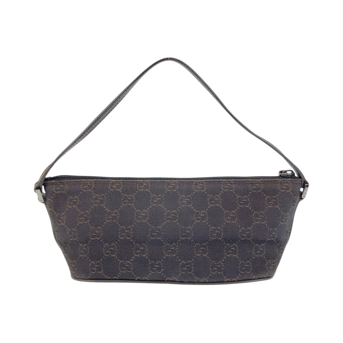GUCCI Handbag 07198 GG canvas, leather Dark Brown SilverMetal Handbag accessory pouch Women Used