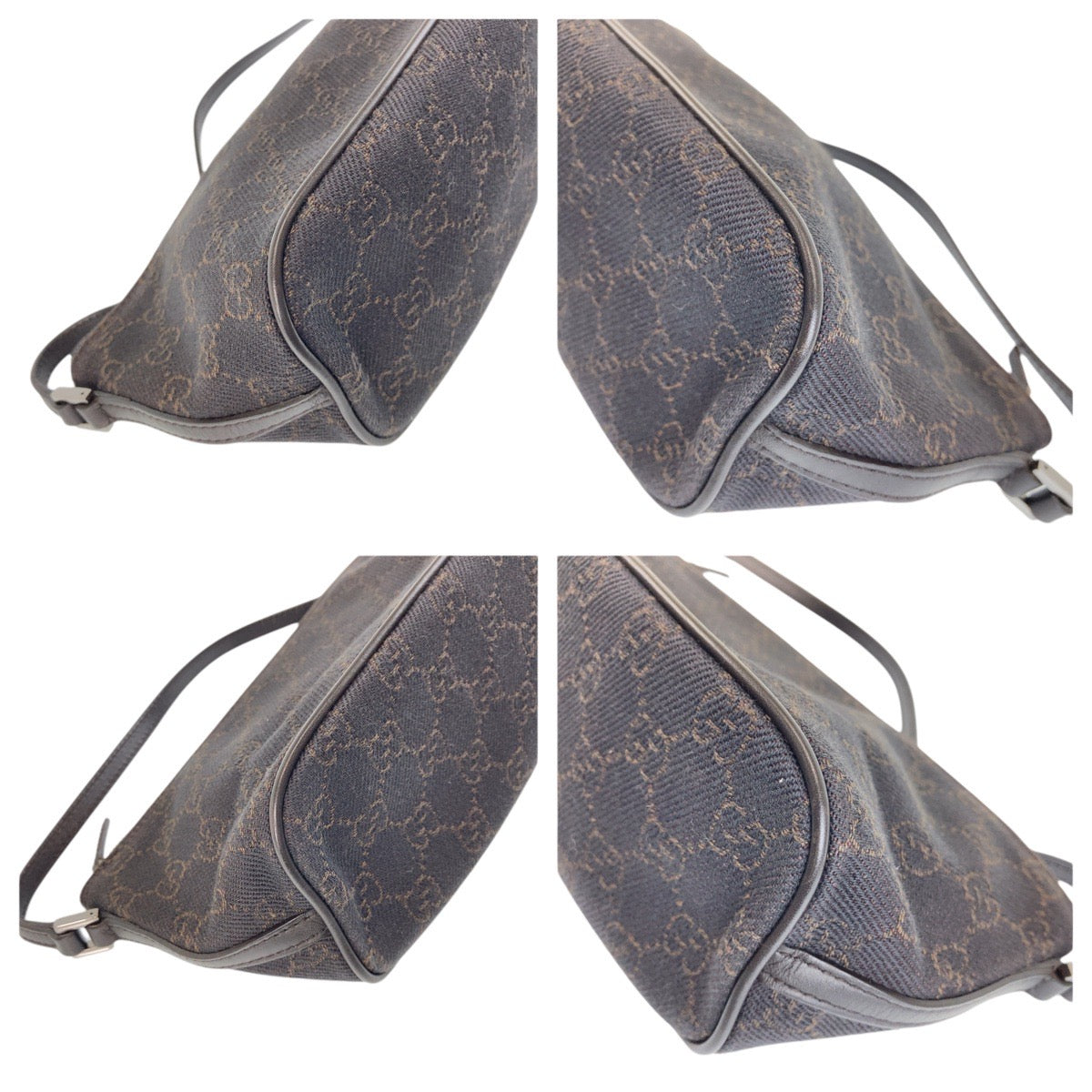GUCCI Handbag 07198 GG canvas, leather Dark Brown SilverMetal Handbag accessory pouch Women Used