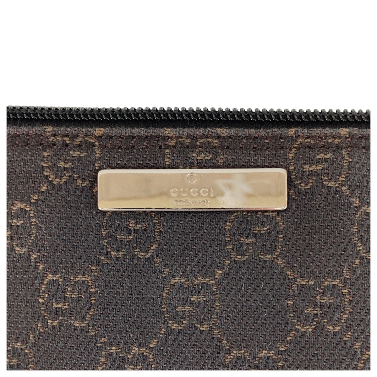 GUCCI Handbag 07198 GG canvas, leather Dark Brown SilverMetal Handbag accessory pouch Women Used