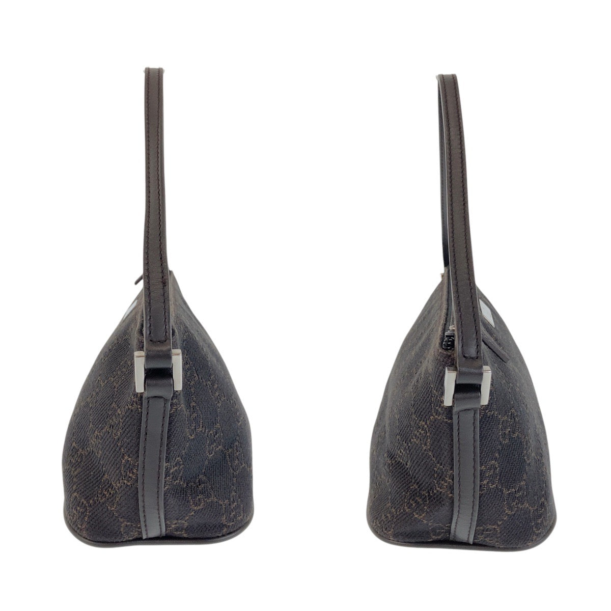 GUCCI Handbag 07198 GG canvas, leather Dark Brown SilverMetal Handbag accessory pouch Women Used