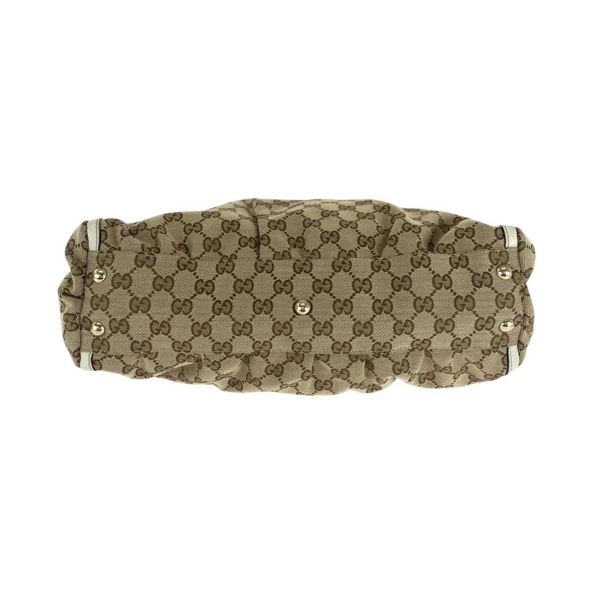 GUCCI Tote Bag 189831 GG canvas Beige White Gold Metal Tote Bag Handbag Shoulder Bag Abbey Women Used