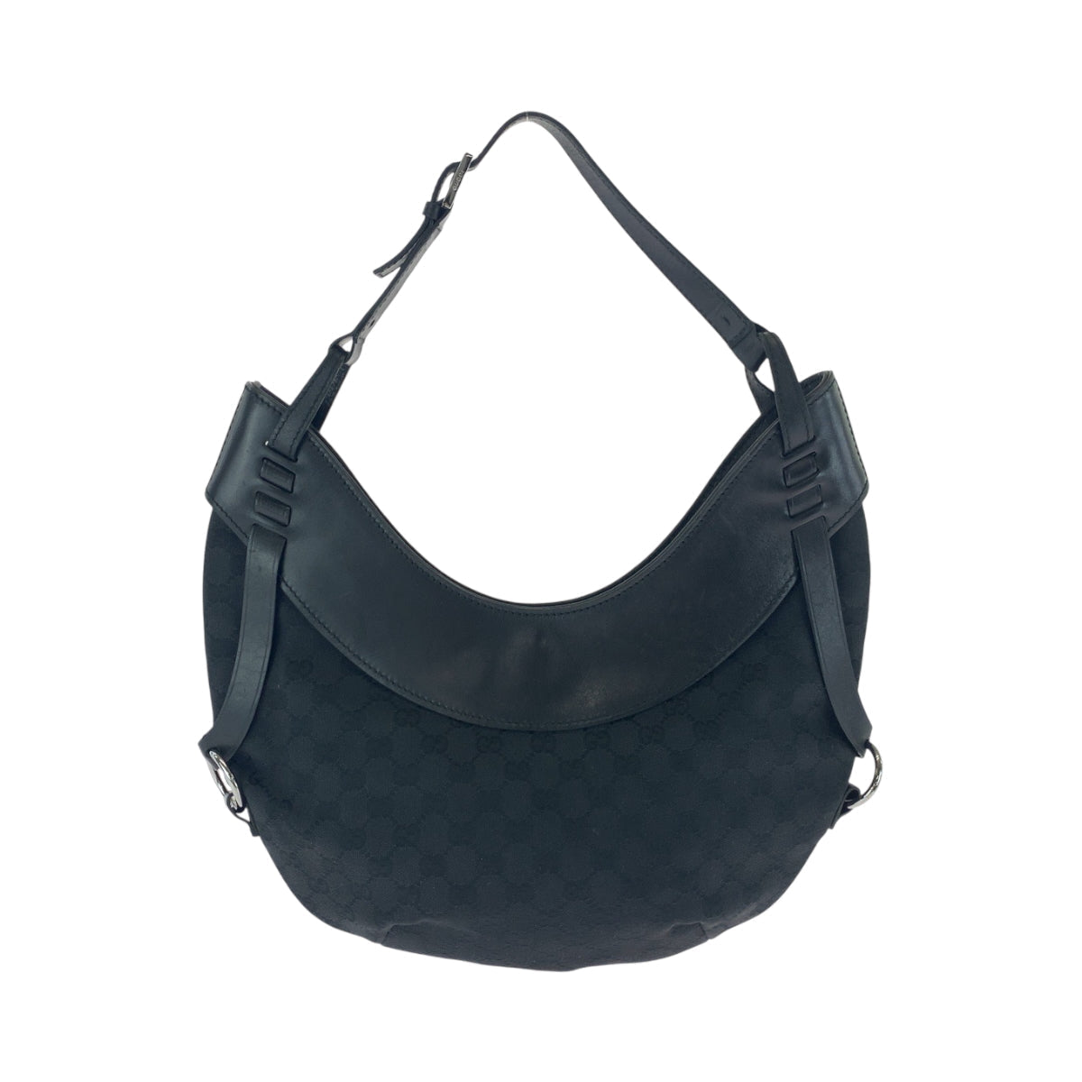 GUCCI Shoulder Bag 106250 GG canvas Black SilverMetal Hobo Shoulder Bag Women Used
