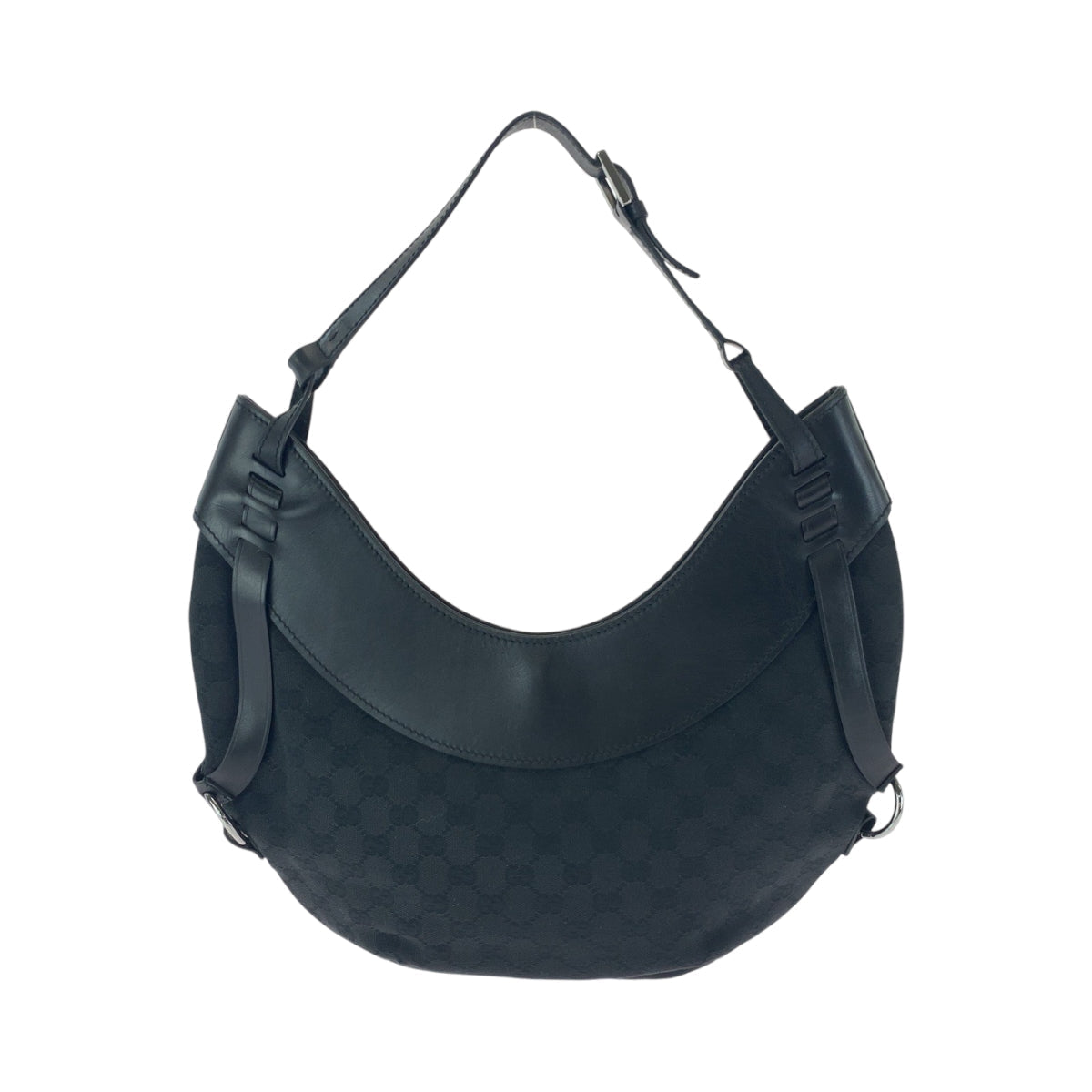 GUCCI Shoulder Bag 106250 GG canvas Black SilverMetal Hobo Shoulder Bag Women Used