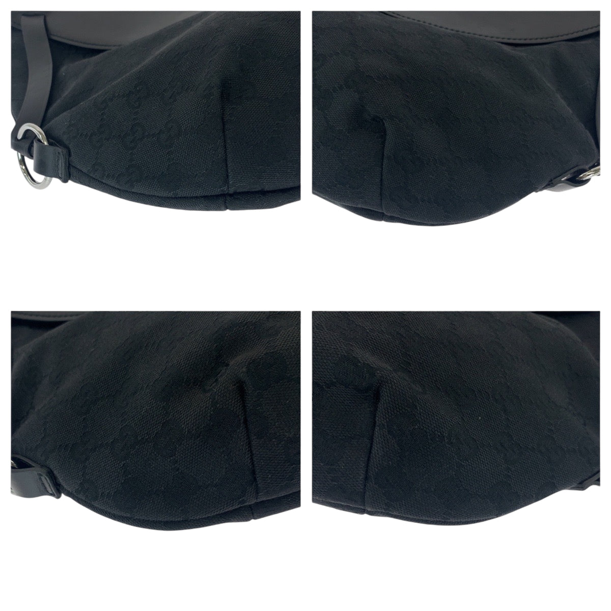 GUCCI Shoulder Bag 106250 GG canvas Black SilverMetal Hobo Shoulder Bag Women Used