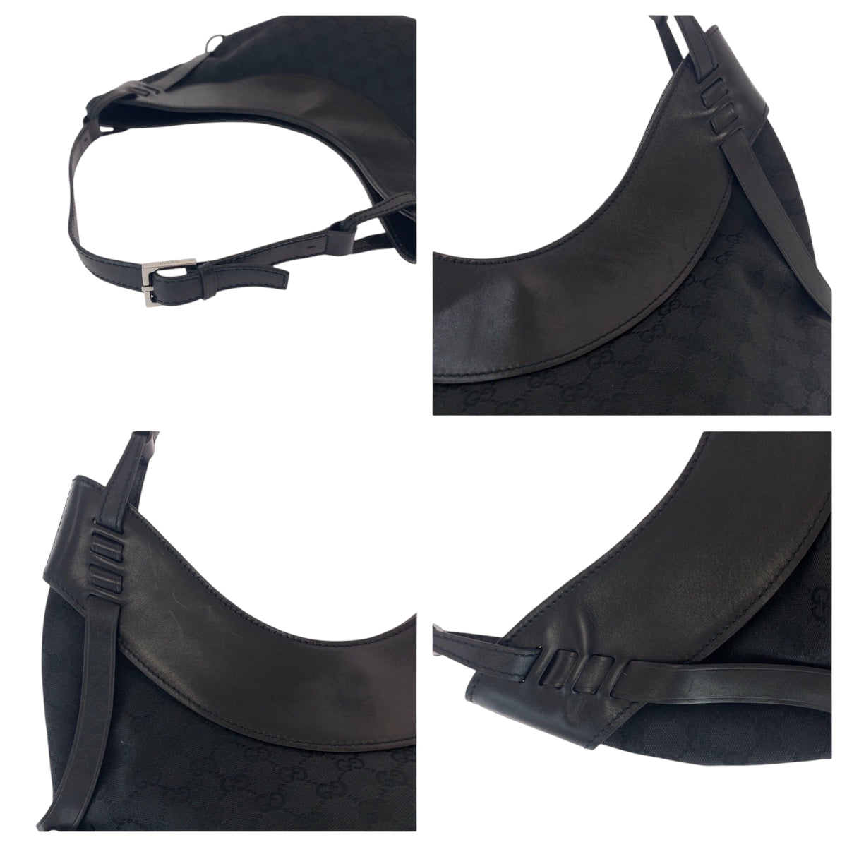 GUCCI Shoulder Bag 106250 GG canvas Black SilverMetal Hobo Shoulder Bag Women Used