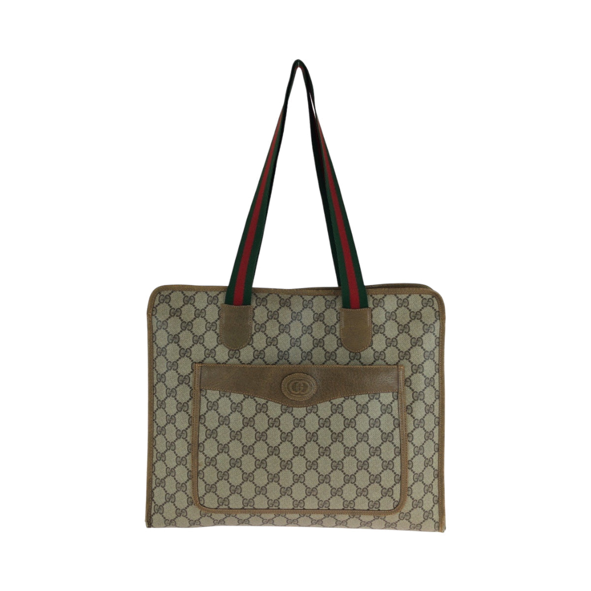 GUCCI Tote Bag 89 02 997 GG Supreme Canvas Brown Beige Gold Metal Tote Bag Shoulder Bag Old Gucci Shelly Line Women Used