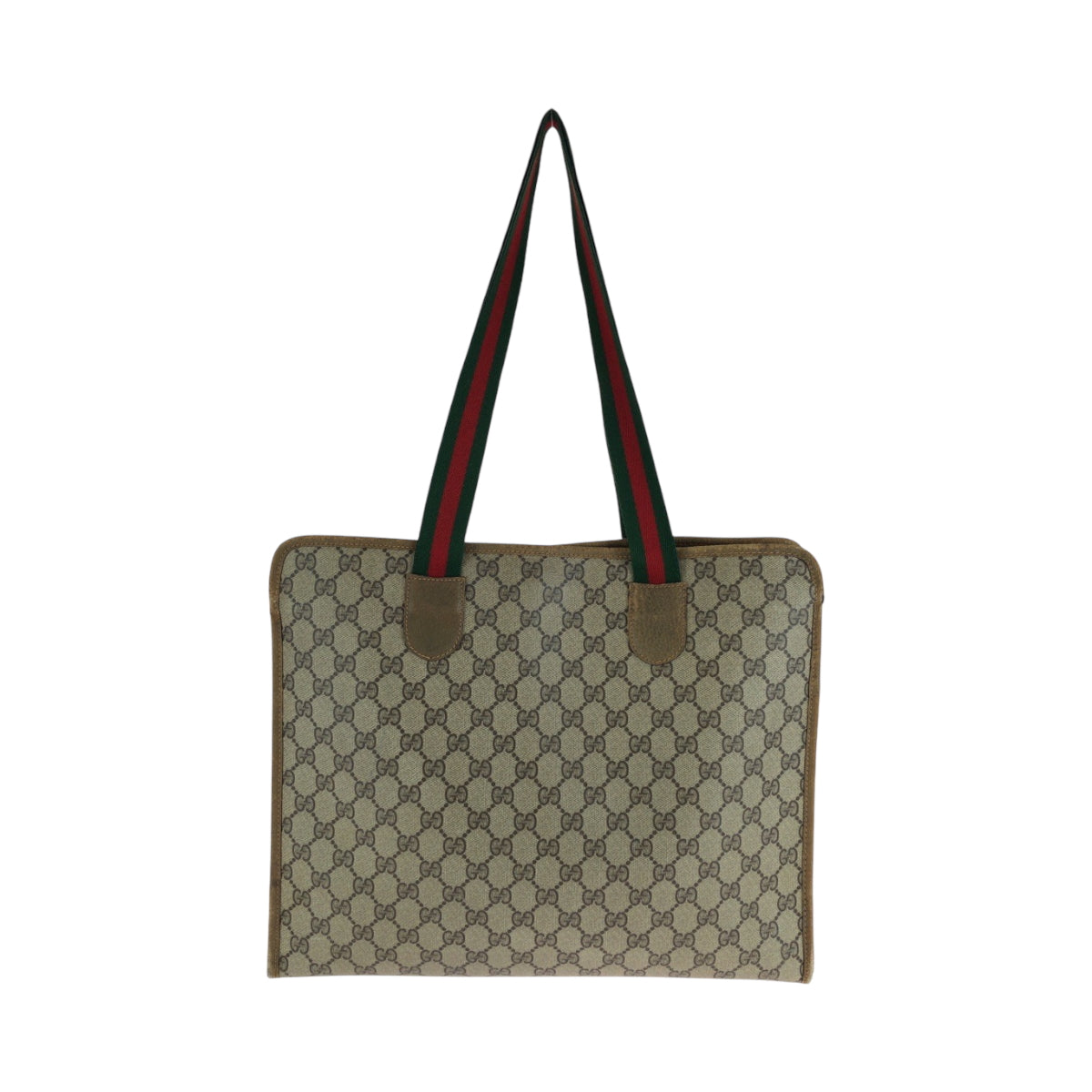 GUCCI Tote Bag 89 02 997 GG Supreme Canvas Brown Beige Gold Metal Tote Bag Shoulder Bag Old Gucci Shelly Line Women Used