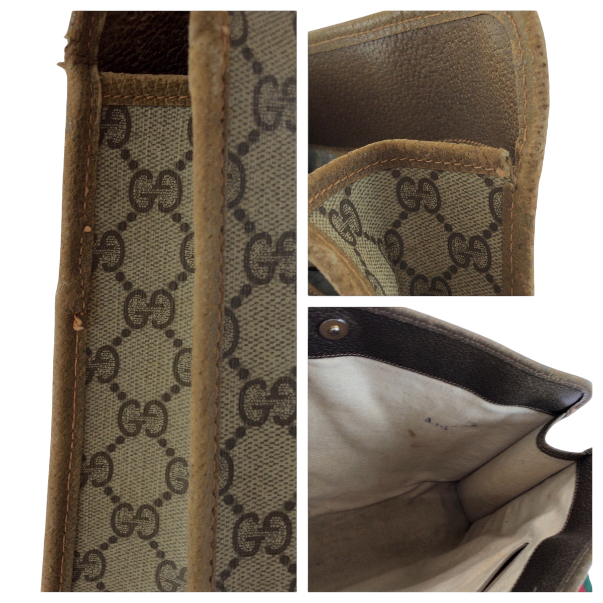GUCCI Tote Bag 89 02 997 GG Supreme Canvas Brown Beige Gold Metal Tote Bag Shoulder Bag Old Gucci Shelly Line Women Used