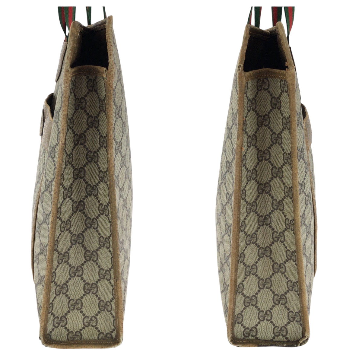GUCCI Tote Bag 89 02 997 GG Supreme Canvas Brown Beige Gold Metal Tote Bag Shoulder Bag Old Gucci Shelly Line Women Used