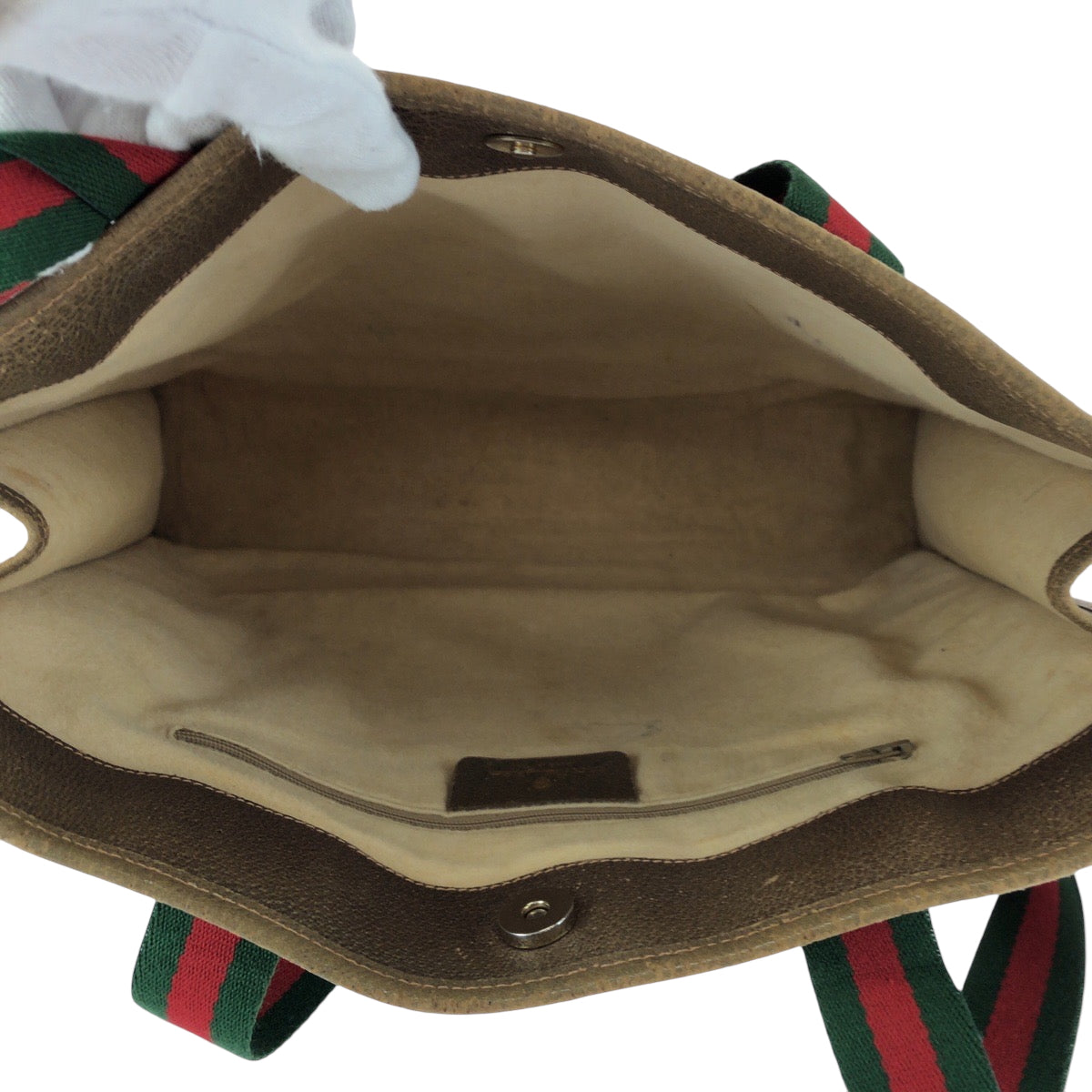 GUCCI Tote Bag 89 02 997 GG Supreme Canvas Brown Beige Gold Metal Tote Bag Shoulder Bag Old Gucci Shelly Line Women Used