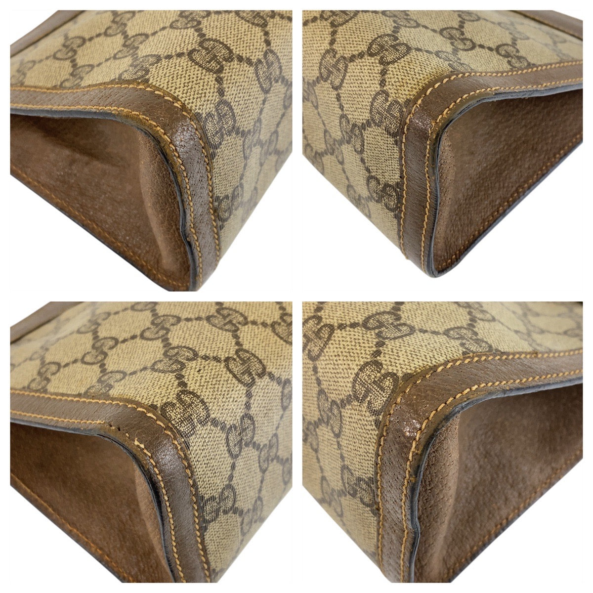 GUCCI Clutch bag 89 01 002 GG Supreme canvas, leather beige Clutch bag business bag Sherry Line Old Gucci Women Used