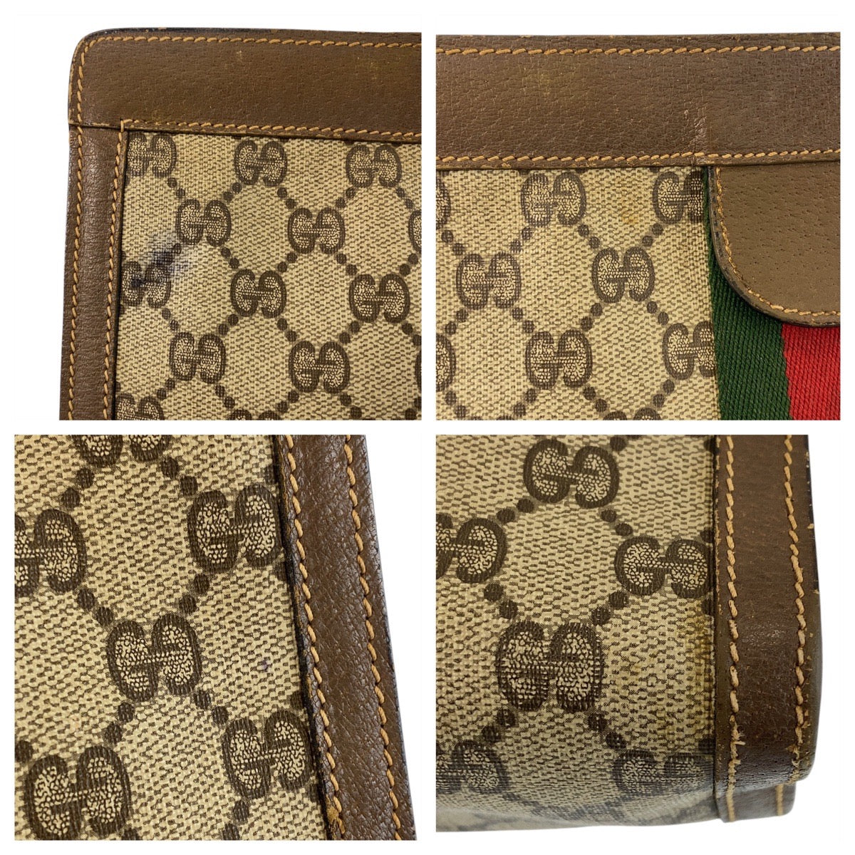 GUCCI Clutch bag 89 01 002 GG Supreme canvas, leather beige Clutch bag business bag Sherry Line Old Gucci Women Used