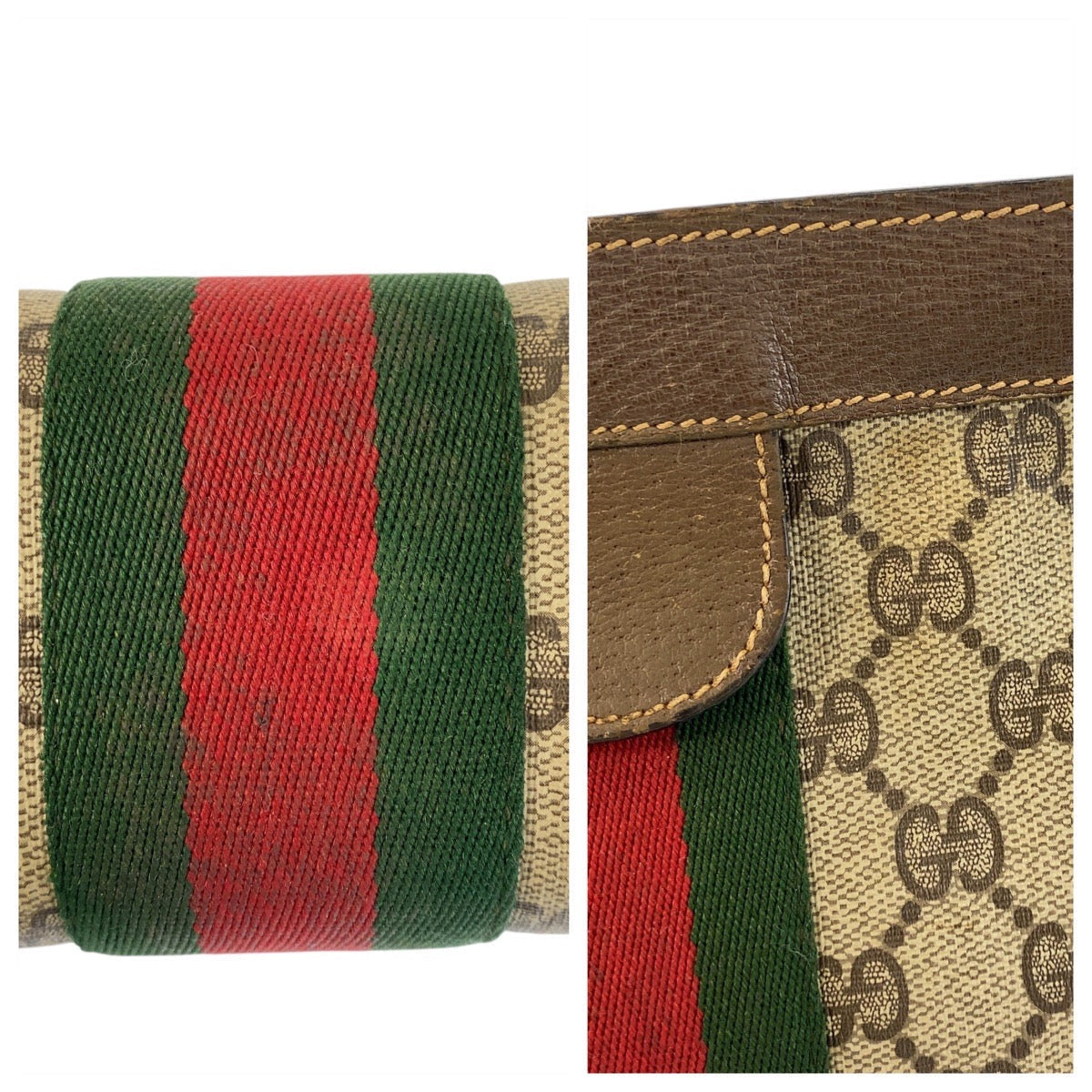 GUCCI Clutch bag 89 01 002 GG Supreme canvas, leather beige Clutch bag business bag Sherry Line Old Gucci Women Used