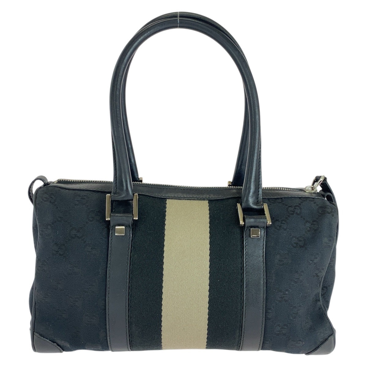 GUCCI Handbag 000 0851 GG canvas, leather black Handbags Mini Boston Duffel bag Sherry line Women Used