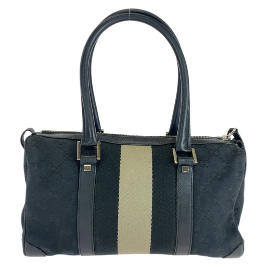 GUCCI Handbag 000 0851 GG canvas, leather black Handbags Mini Boston Duffel bag Sherry line Women Used