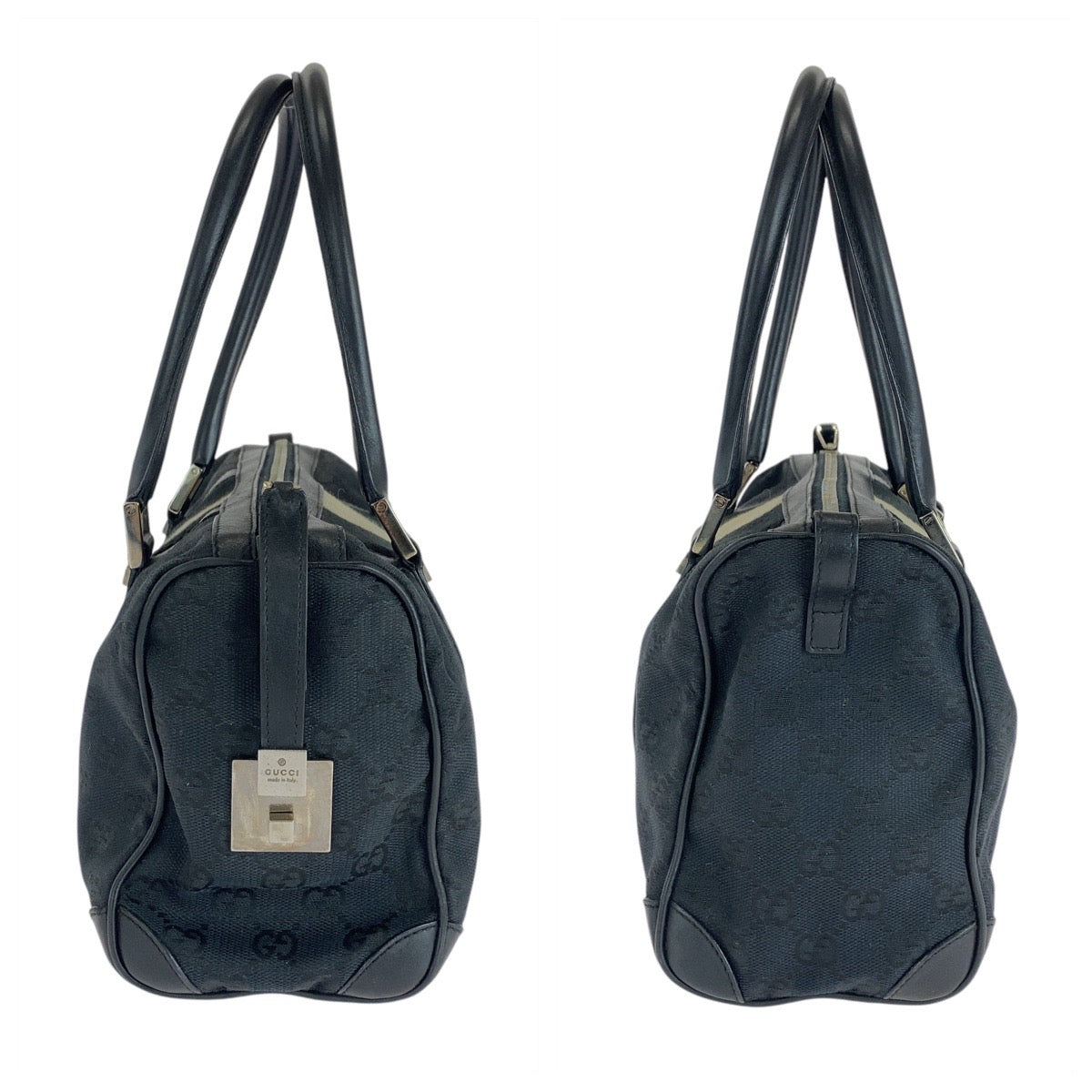 GUCCI Handbag 000 0851 GG canvas, leather black Handbags Mini Boston Duffel bag Sherry line Women Used
