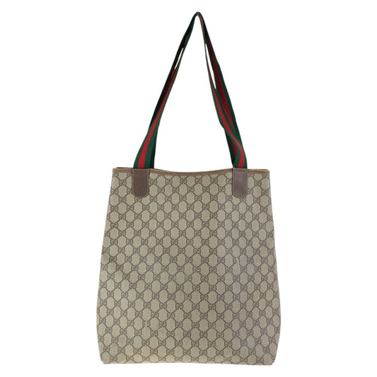 GUCCI Tote Bag 89 02 003 GG Supreme canvas, leather Brown Tote Bag Shoulder Bag Old Gucci Shelly Line Interlocking Women Used
