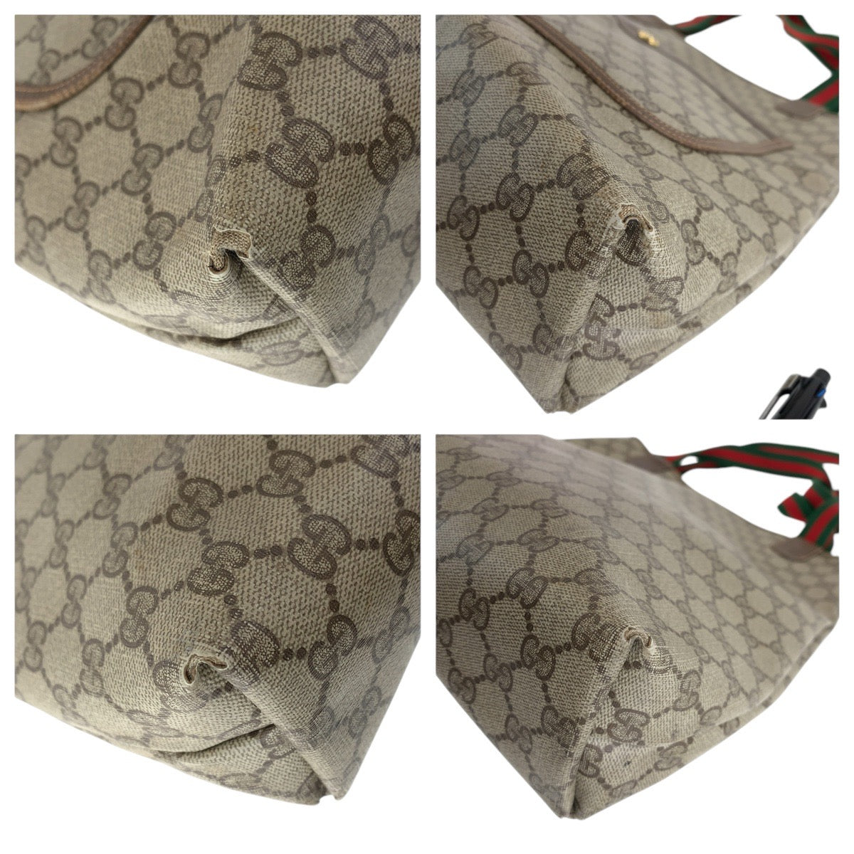 GUCCI Tote Bag 89 02 003 GG Supreme canvas, leather Brown Tote Bag Shoulder Bag Old Gucci Shelly Line Interlocking Women Used