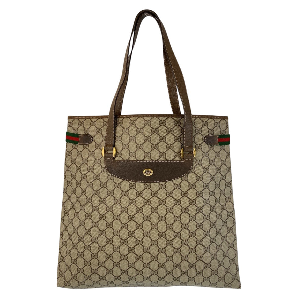 GUCCI Tote Bag 39 02 091 GG Supreme canvas, leather Beige Brown Gold Metal Tote Bag Shoulder Bag Sherry Line Old Gucci Women Used