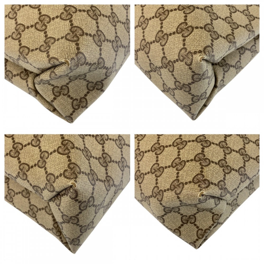 GUCCI Tote Bag 39 02 091 GG Supreme canvas, leather Beige Brown Gold Metal Tote Bag Shoulder Bag Sherry Line Old Gucci Women Used