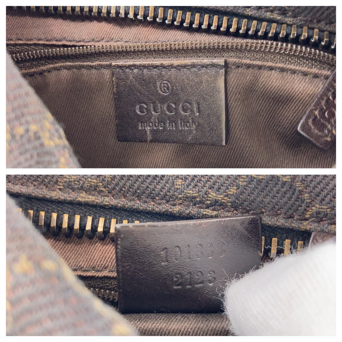 GUCCI Shoulder Bag 101333 GG canvas, leather Dark brown Shoulder Bag handbag Women Used