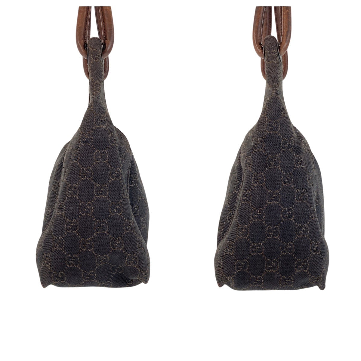 GUCCI Shoulder Bag 101333 GG canvas, leather Dark brown Shoulder Bag handbag Women Used